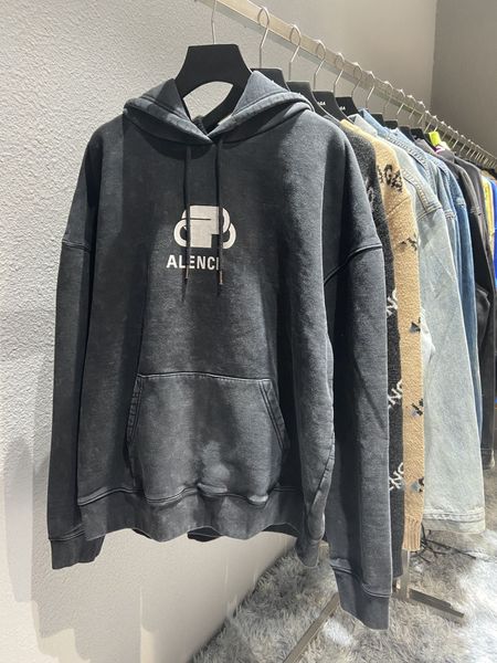 

men's hoodies & sweatshirts os version wash black classic snowflake locking terry hoodie for men and women