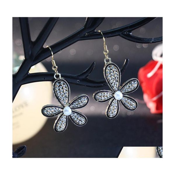 

stud fashion jewelry s925 sliver post flower earrings rhinstone dangle drop delivery dhdca, Golden;silver