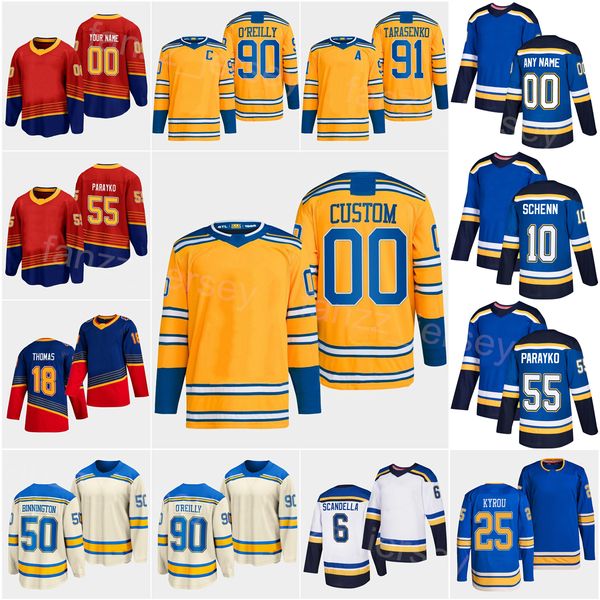 

reverse retro hockey 90 ryan oreilly jersey 91 vladimir tarasenko 55 colton parayko 10 brayden schenn 50 binnington 25 kyrou tyler bozak rob, Black;red