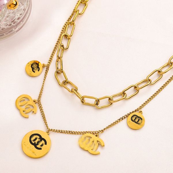 

luxury design necklace 18k gold plated brand stainless steel necklaces choker chain letter pendant fashion womens wedding jewelry accessorie, Silver