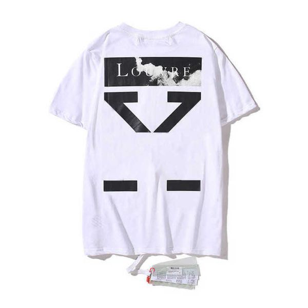 

fashion mens luxury t shirt offs brand tees shirts classic couple t-shirt men women cotton sweatshirt black white arrow badge t-shirts casu, White;black