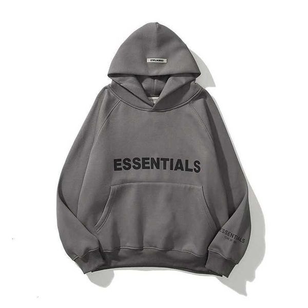 

hoodie sweatshirt double line essentials trendy new chest soup print men's fo, Black