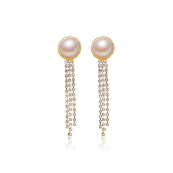 

stud 925 sier pearl earrings stud retro tassel diamond chain ear drop european women business dress sweater earring jewelry accessor dhqhk, Golden;silver