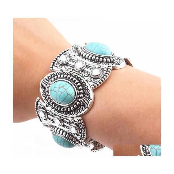 

charm bracelets bohemian jewelry crystal turquoise beads charms for bracelets sier plated alloy bangles gifts drop delivery dhkxu, Golden;silver