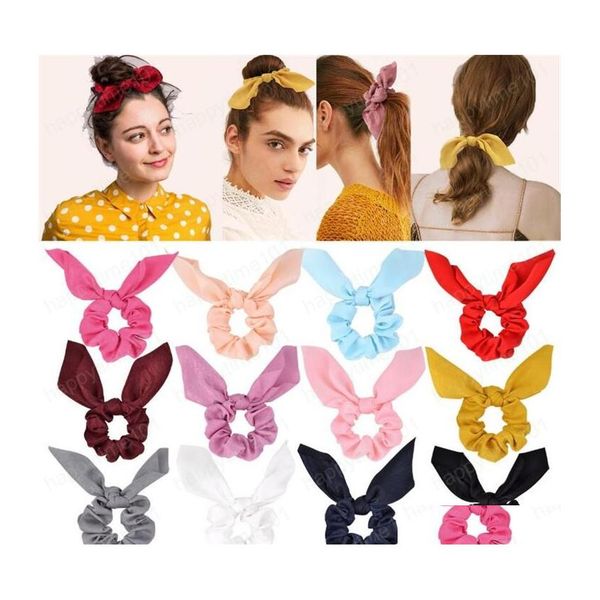 

hair rubber bands arriveal rabbit ear ribbon hair gum for women girls scrunchies elastic bands elegant round accessoreis drop delive dhk1x, Pink