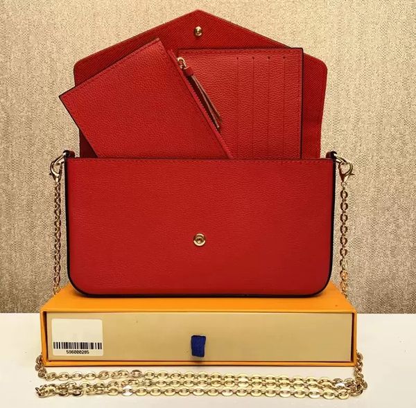 

designer crossbody felicie pochette shoulder bag m61276 handbag wallet 3 in 1 women flap pouch gold chain with box dust bag receipt