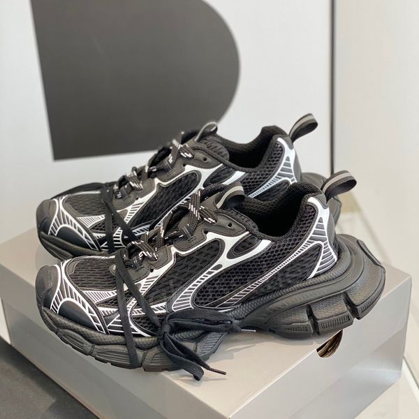 

balencigas casual shoes sneakers men women leather low up shoes designer model track 9.0 classic fashion black silver lace nylon mesh reflec