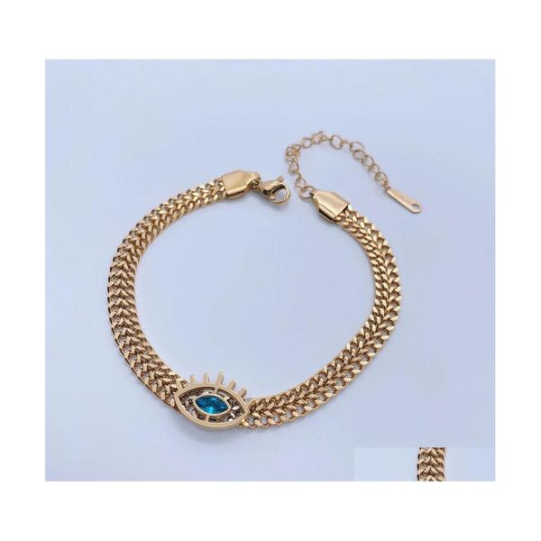 

charm bracelets fashion jewelry titanium steel evil eye bracelets for women blue eyes stainless chain bracelet drop delivery dhwdq, Golden;silver