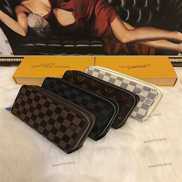 

designers wallet women genuine leather bag double zipper classic wallet luxurys fashion purse handbags men bags clutch266b, Red;black