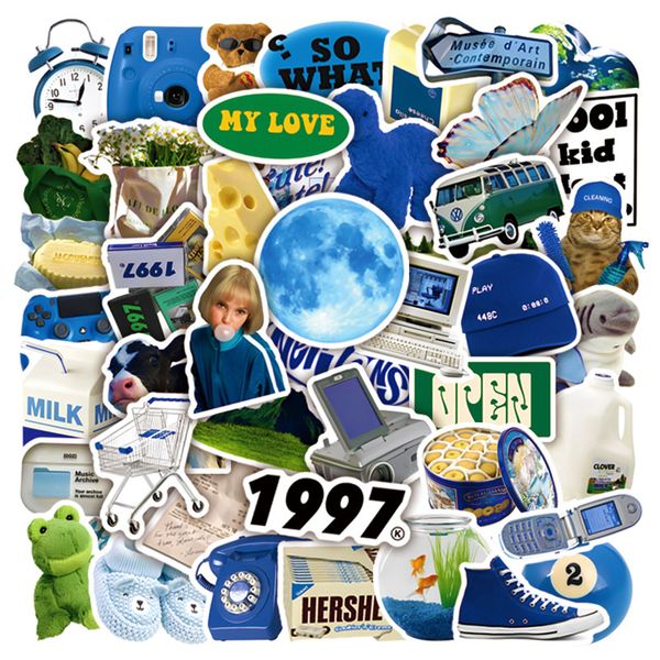 

50pcs blue ins sticker food graffiti stickers book lapguitar motorcycle luggage skateboard diy decorative decal