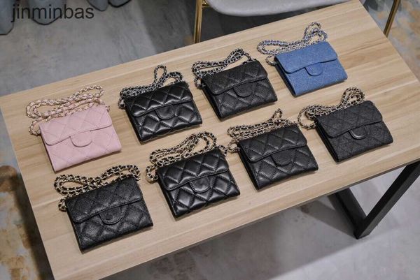 

luxury design bag shop wholesale and retail original leather cf caviar small xianglingge mini chain soft sheep cowhide fragrant wallet