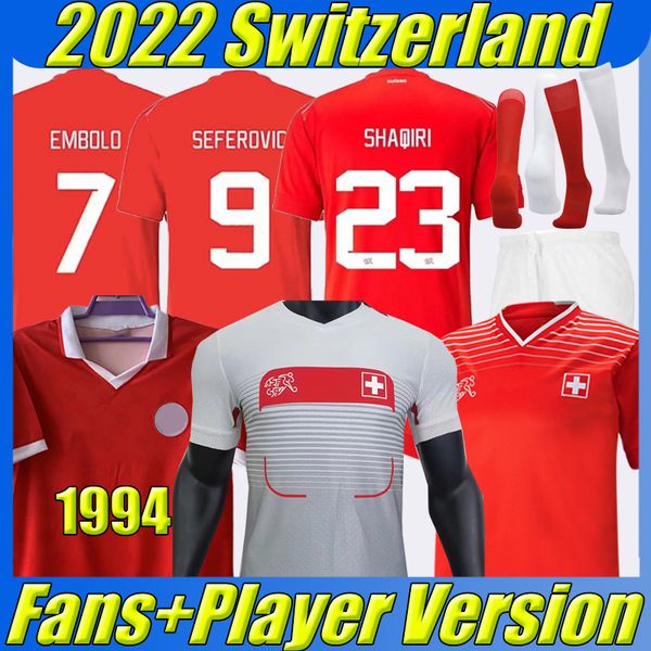 

2023 switzerland soccer jerseys national team football shirt 22/23 xhaka akanji shaqiri embolo seferovic zakaria elvedi freuler retro 1994 1, Black;yellow