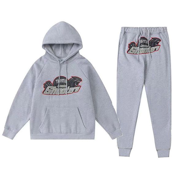 

men's fall trapstar track suit archer embroidered men's hoodie set oversized brand tracksuit pants set leisure 3ess, Gray