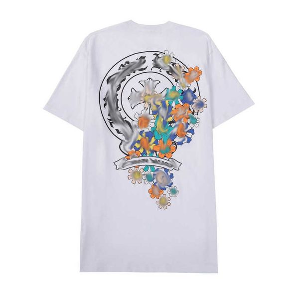 

luxury men's classic brand t shirt tees men women sanskrit letter sweatshirts short sleeve horseshoe designer couple t-shirts cross te, White;black