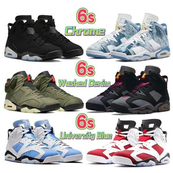 

man jumpman 6 6s basketball shoes chrome university blue washed denim midnight navy electric green bordeaux dmp unc oreo black cat men women