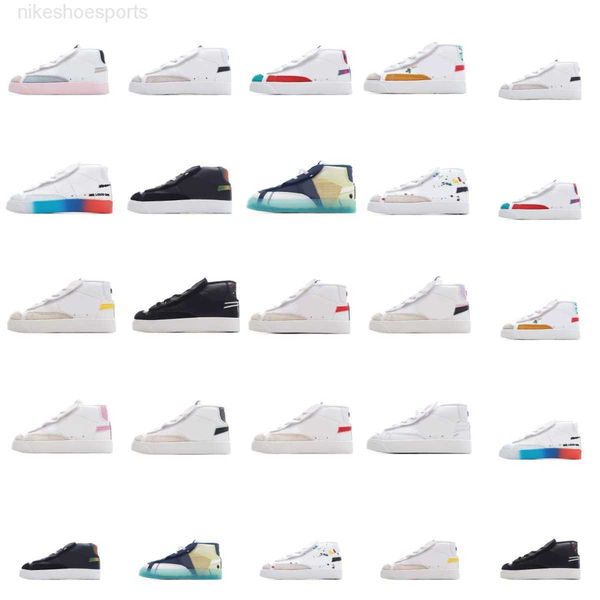 

colors mid 77 blazers sport shoes infants kid vintage sneakers suede leather side strap navy hyper pink iridescent youth child