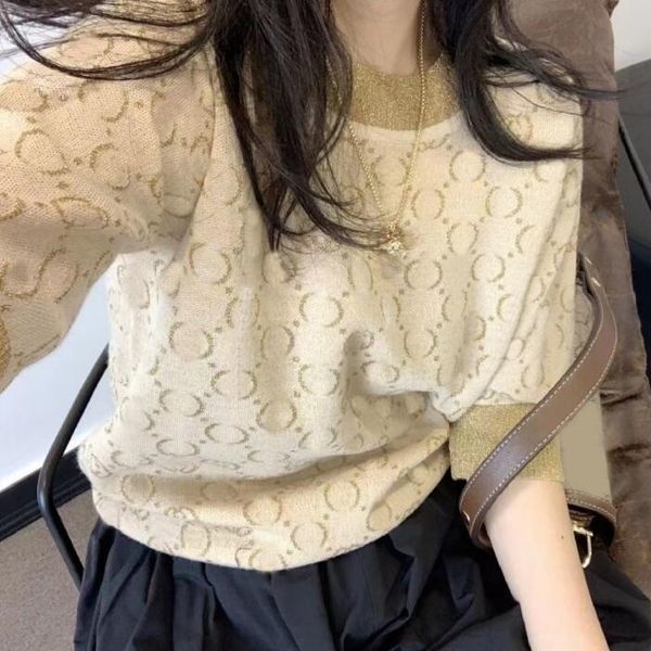 

2023 new fashion high end womens knits women knitwear designer turtleneck sweater sweater gold wire g letter with the same, White