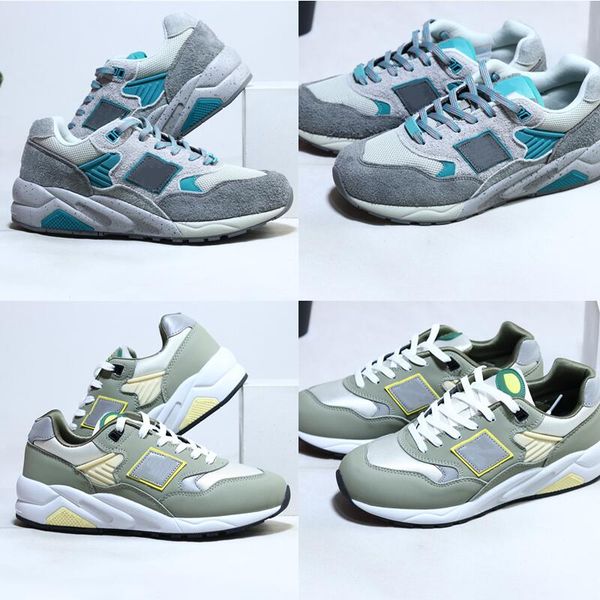 

580low gargoyle lapis blue running shoes olive sneaker mesh leather stitching