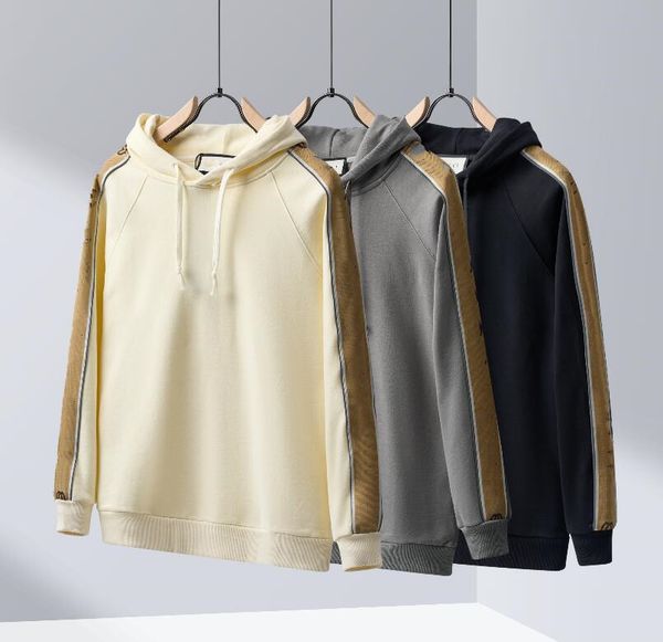 

autumn hoodies for men sweatshirts women reflective sleeves hooded designer pullover hoodie coat, Black