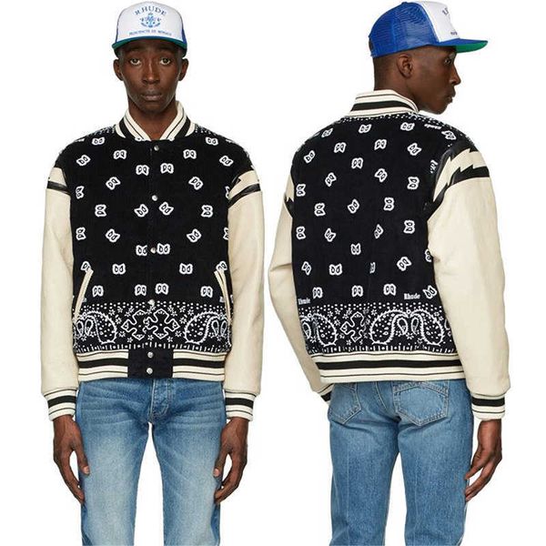 

men's jackets american high street style cashew flower lightning sleeve baseball suit corduroy jacket for men and women t221130 t221202, Black;brown