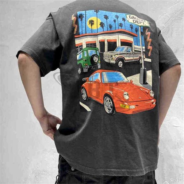 

overseas gallerydept mens dept. t-shirts limited two-color destruction round neck cartoon printing couple short sleeve t-shirt men, White;black