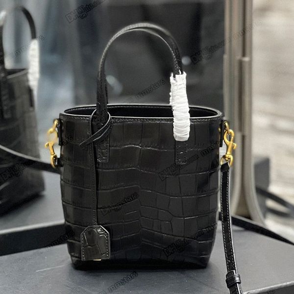 

mini toy shopping bag crocodile embossed leather designer bronze toned metal hardware tote handbags women adjustable shoulder strap shoulder