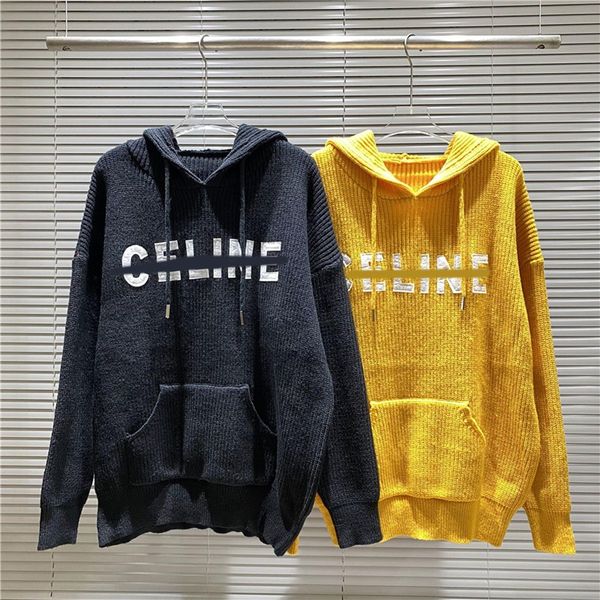 

21ss mens womens designers sweater letters pullover men s hoodie long sleeve sweatshirt embroidery knitwear winter clothes 2023 666, Black