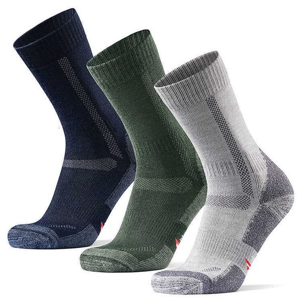 

men's socks merino alpaca wool cushioned trekking work outdoor hiking, Black