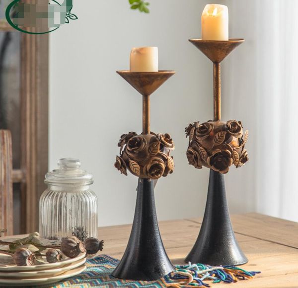 

candle holders european style vintage iron candlesticks candlelight dinner shooting set up props home wedding deskdecoration