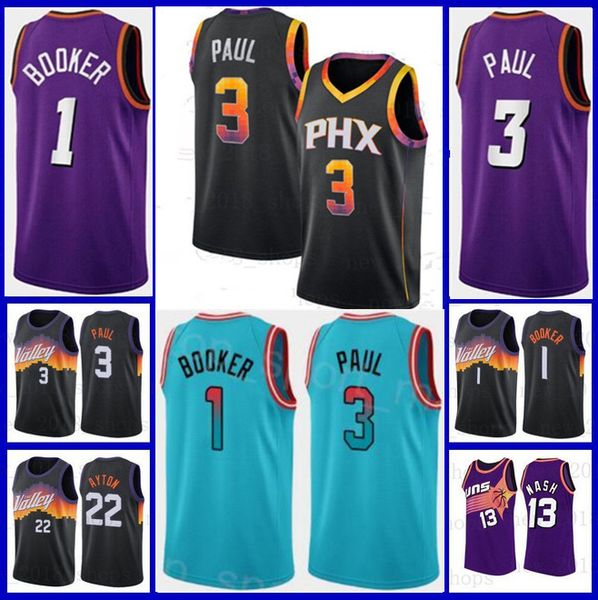

devin booker jerseys chris paul deandre ayton sun jerseys new season basketball jerseys city phoenixs black white stitched, Black;red