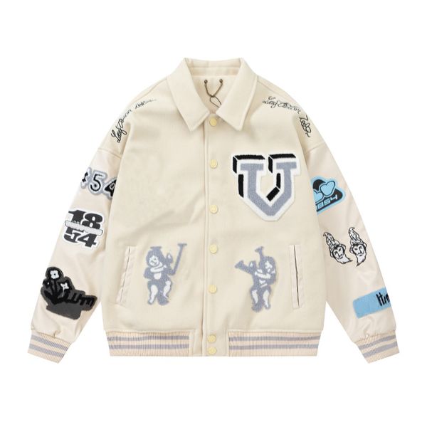 

mens and womens baseball jackets varsity designer autumn winter streetwear loose splicing coat dw, Black;brown