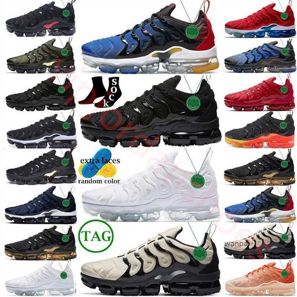 

2023 with box tn plus running shoes mens maxs air trainers triple black red white tennis ball cherry hyper violet olive orange gradients out