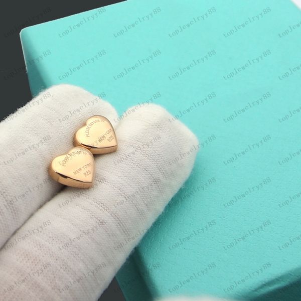 

designer solitaire heart-shaped gold necklace luxury peach heart earrings jewelry men and women necklace couple christmas gift with original, Silver