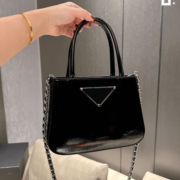 

5a designer totes patent leather silver chain single shoulder handbags classic women purses