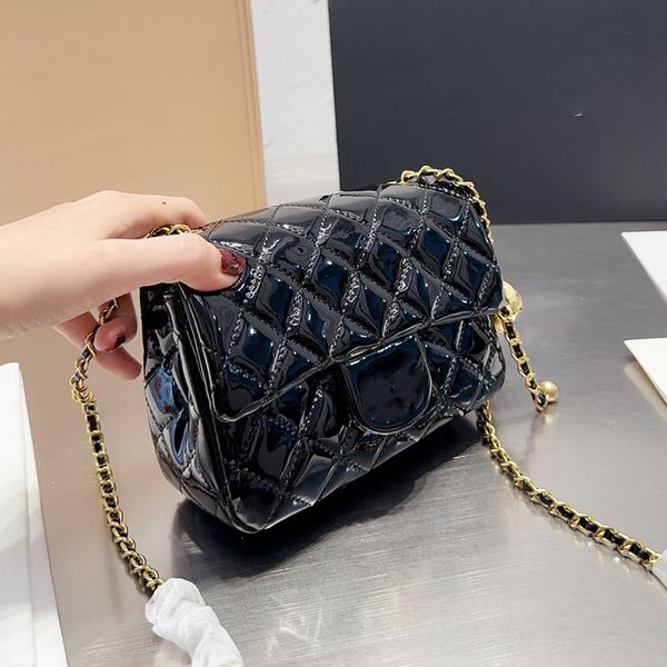 

cc bags luxury brand shoulder bags womens cross body classic mini flap shoulder bag square patent leather crush gold ball adjustable shoulde
