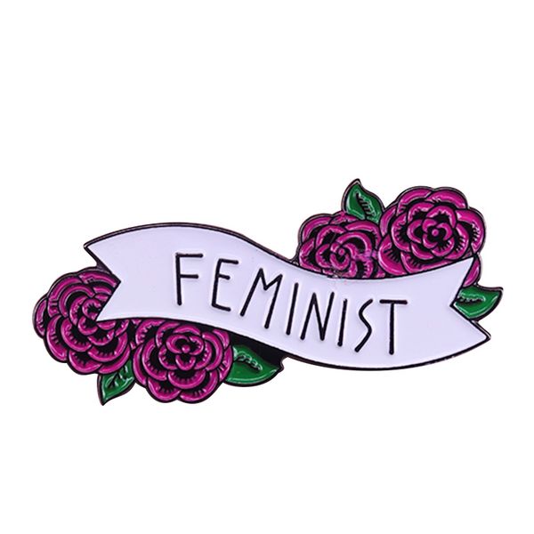 

feminist pin flowers women brooch girl power badge shirts jackets accessories female gift, Blue