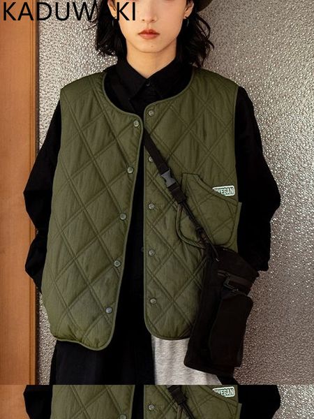 

women's vests autumn winter o neck cotton padded vest women japanese vintage harajuku y2k casual waistcoat simple loose streetwear 221, Black;white