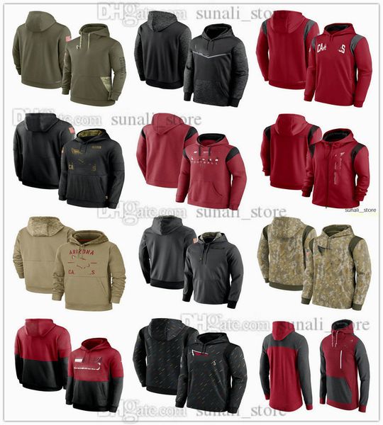 

jerseys arizona''cardinals''sweatshirt football olive salute to service hoodies sweatshirts therma performance pullover, Black;red