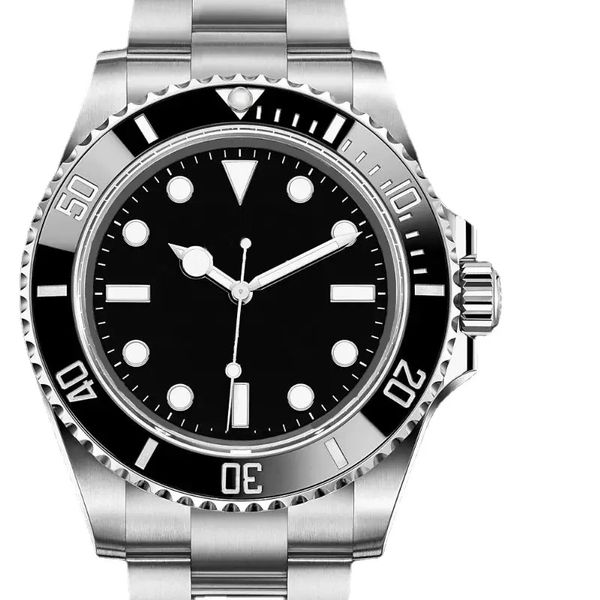 

mens watch no date automatic mechanical stainless steel glide lock casual business sapphire glass 2813 green ceramic bezel, Slivery;brown