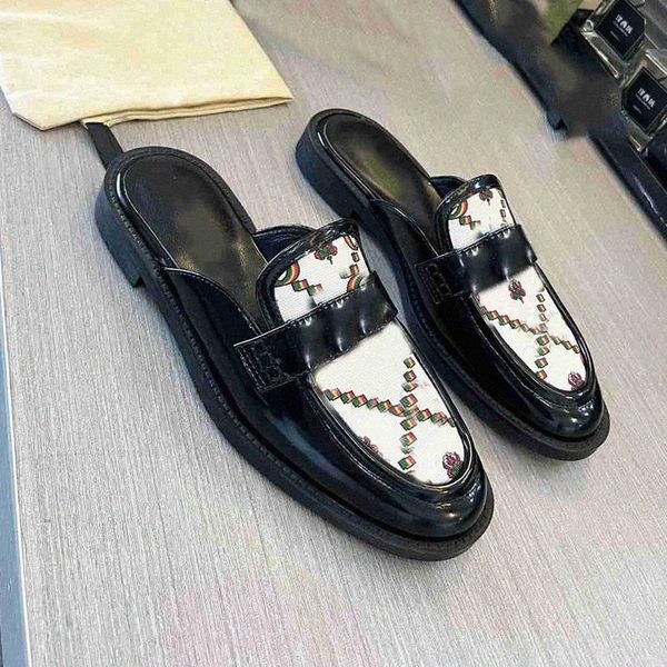 

designer women heel slipper slippers sandal classic fashion luxury metal belt buckle thick heel shoes silk e7li#, Black