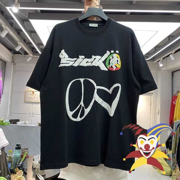 

men's t-shirts 2022ss puff print sicko t-shirt men women t-shirt black white tee streetwear t221202, White;black