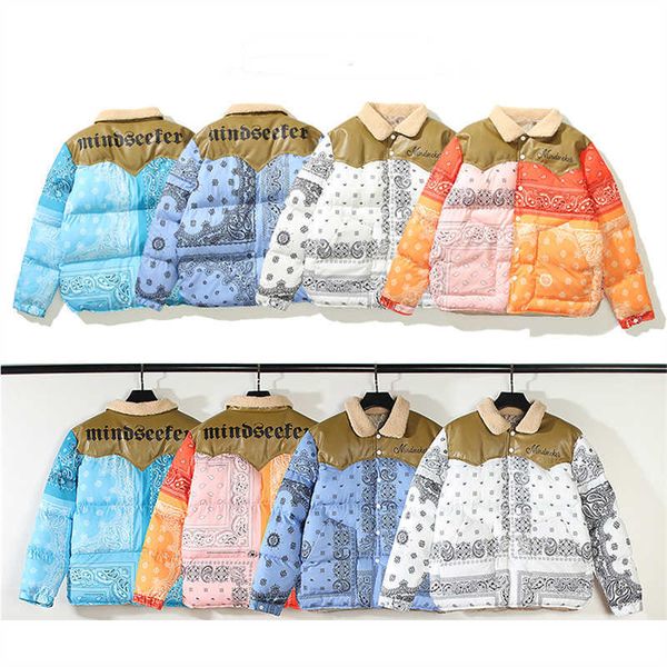 

men's jackets street hip hop west coast color splice cashew flower cotton jacket men's and women's loose jacket t221130 t2212, Black;brown