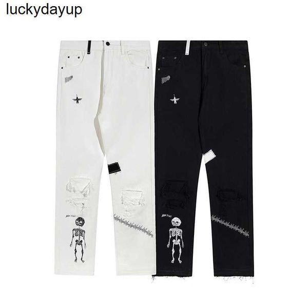 

men's jeans designer autumn new fashion brand galery dept perforated men's youth casual streetwear pants, Blue