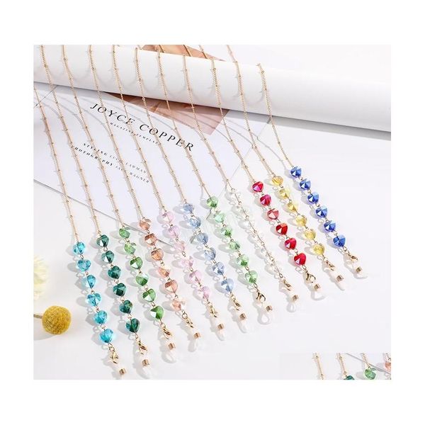 

eyeglasses chains candy color crystal heart beaded glasses chains lanyard eyeglasses holder eyeglass rope sunglasses cord neck strap dhdjg