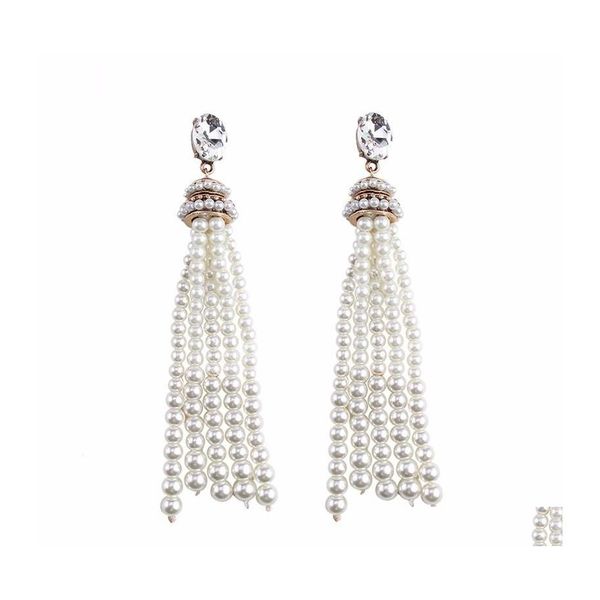 

dangle chandelier luxury imitation pearl tassel earrings for woman elegant geometric crystal long dangle earring girl party ear je dhznh, Silver