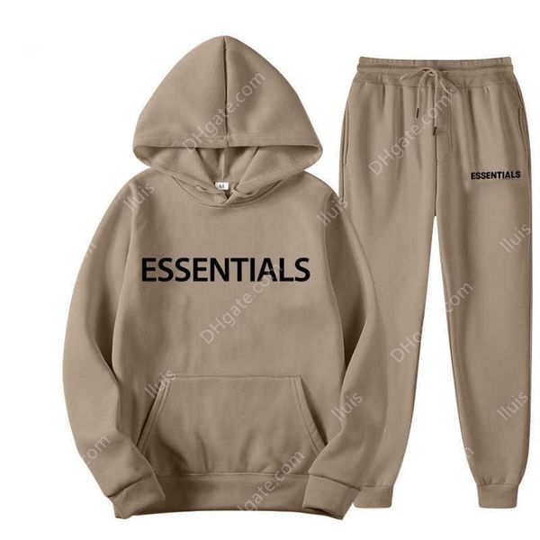 

essentials autumn winter men women hooded suit letter print couple sweatshirts hoodies male tracksuit streetwear, Black