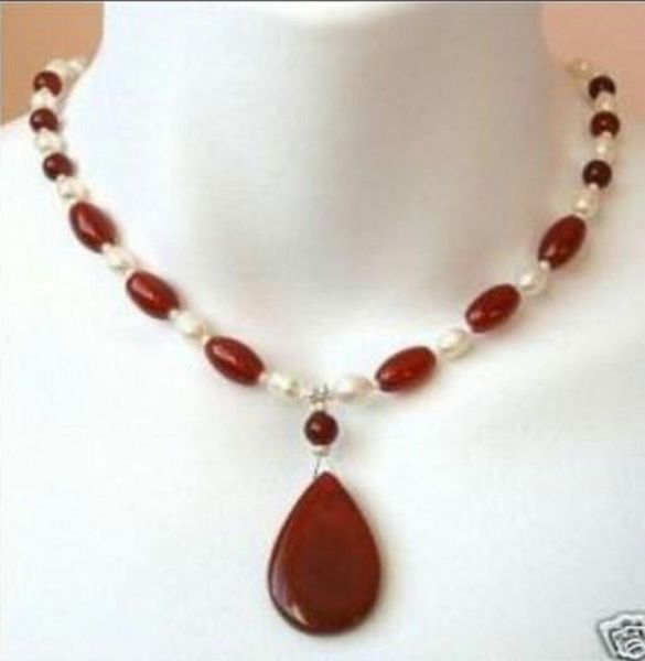 

stunning rare 7-8mm white pearl red ruby pendant necklace 18", Silver