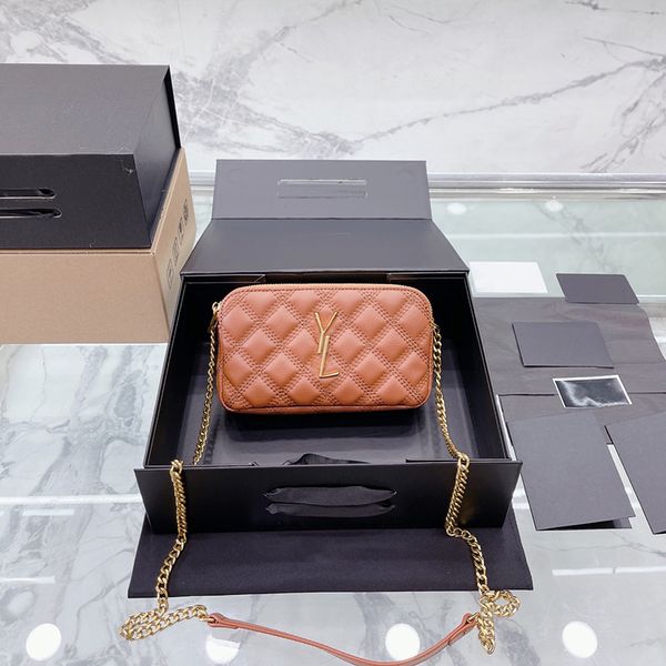 

fashion plain coin shoulder handbags plaid flower brand walletclassic luxury chain genuine leather women bag original purse cross body chain