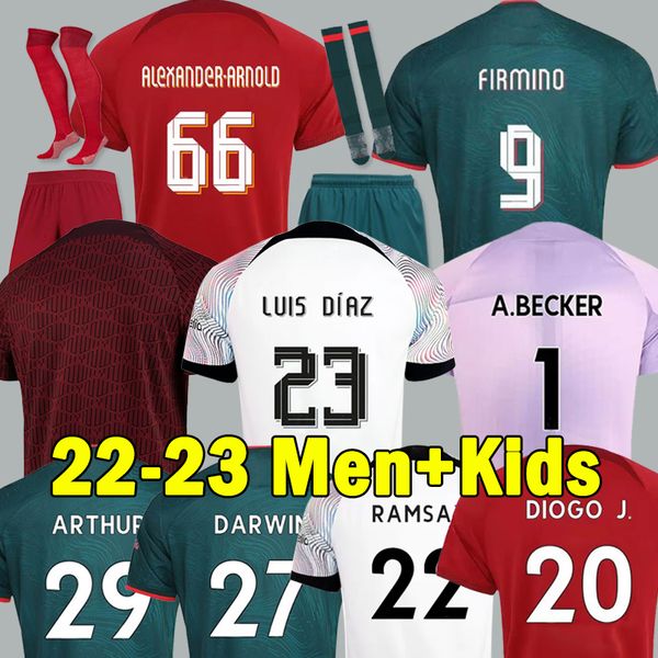 

4xl 5xl 22/23 alexander arnold soccer jerseys 2022 2023 season darwin #27 diogo fabinho jones a.becker men kids kit socks full sets football, Black;yellow