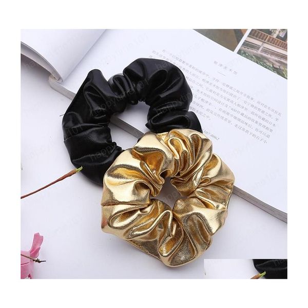 

hair rubber bands arrival women faux leather elastic hair ties girls hairband rope ponytail holder scrunchie gold black accessories dhavp, Pink